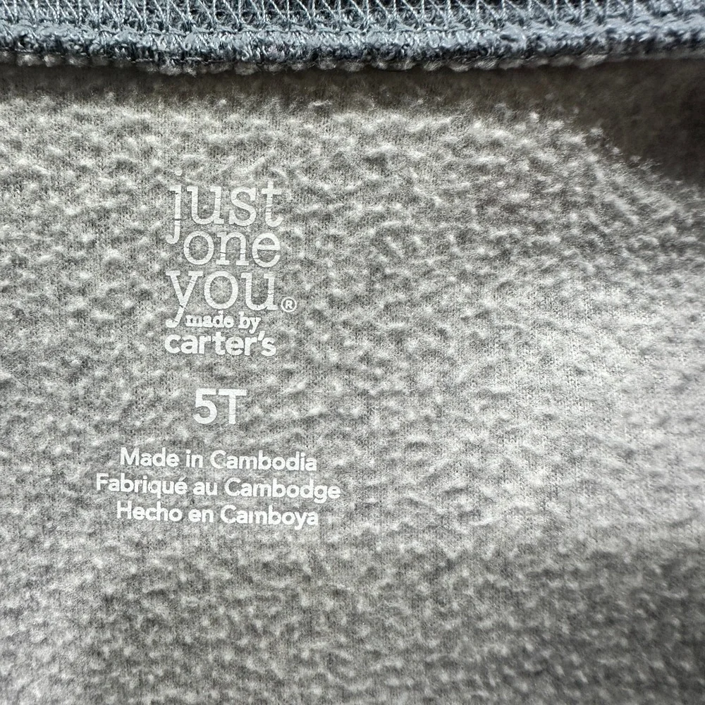 Carters One Piece Pajama Suit‎ Boys Toddler 5T Footed Gray Bear Full Zip
